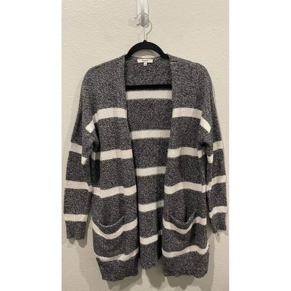 MADEWELL Striped Open Cardigan Grey Sweater - Picture 2 of 4